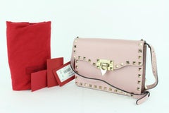 Valentino Rockstud Flap 8mz0116 Pink Leather Cross Body Bag