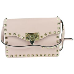 Valentino Rockstud Flap 8mz0116 Pink Leather Cross Body Bag