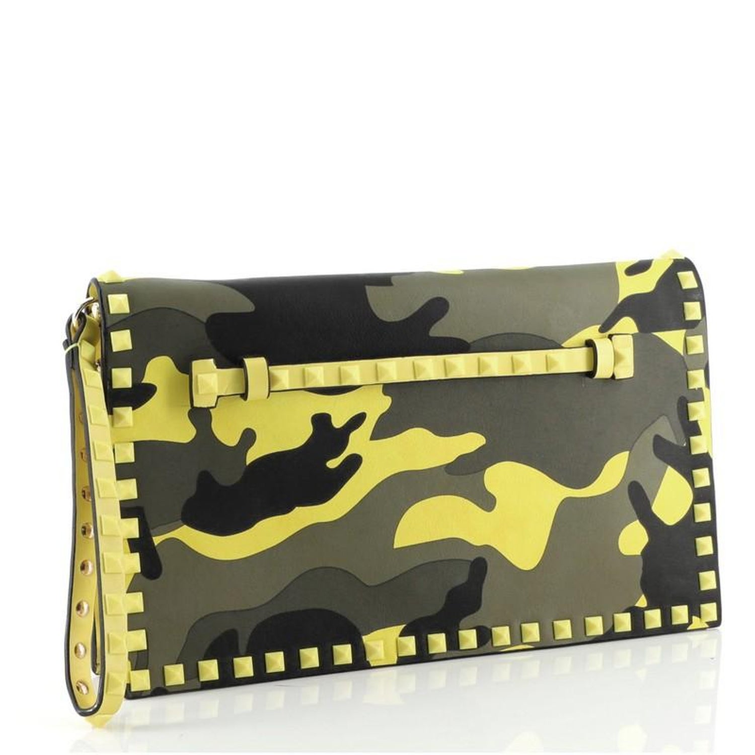 Valentino Rockstud Flap Clutch Camo Leather and Canvas at 1stDibs