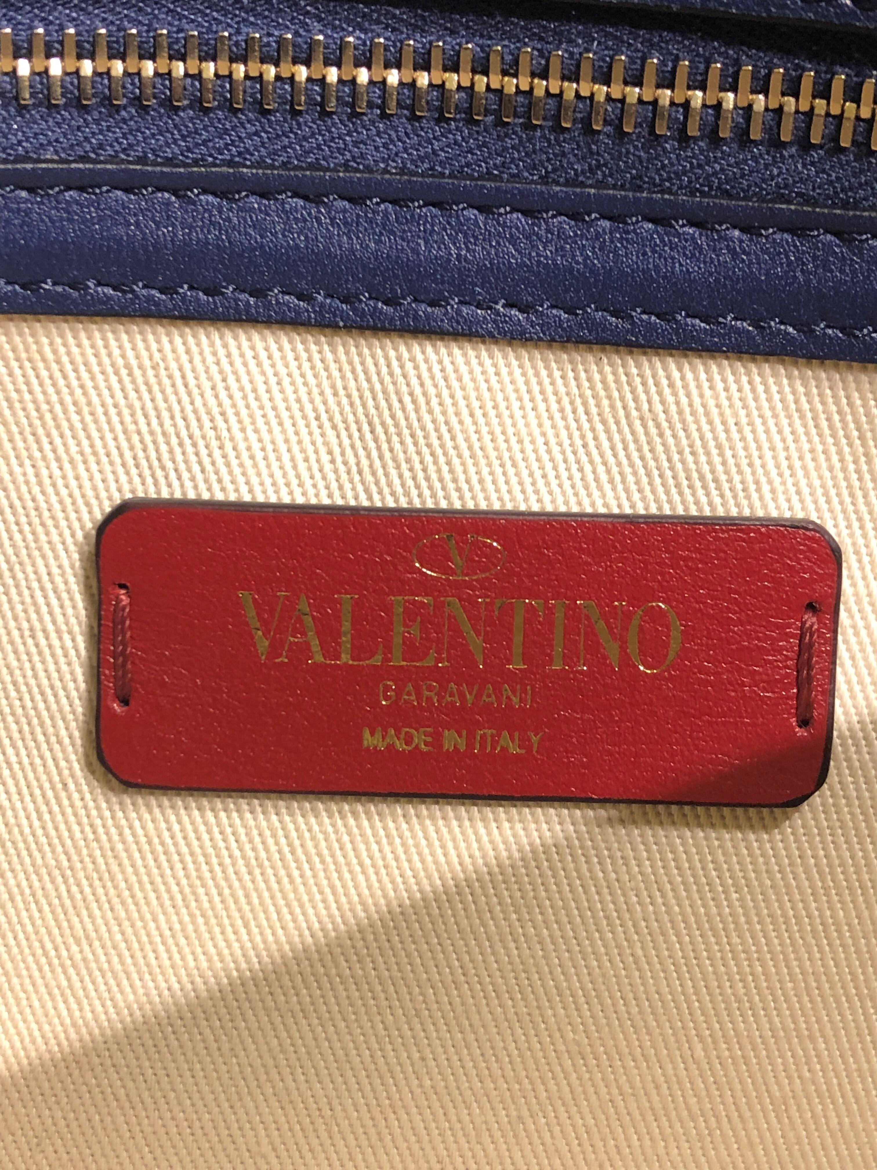 Valentino Rockstud Flap Clutch Chevron Leather and Canvas 2