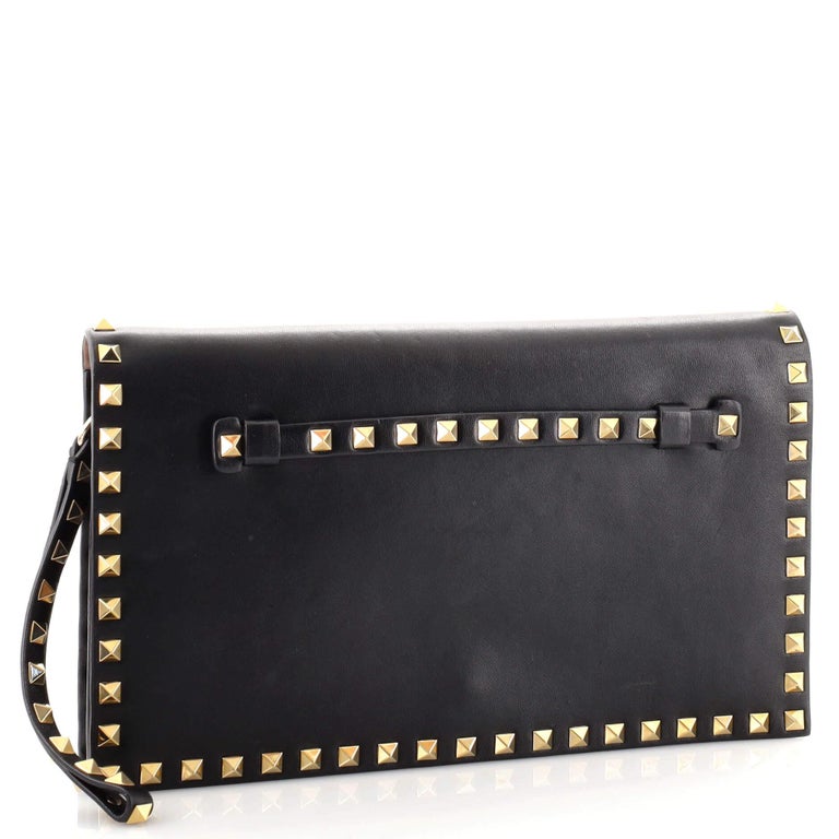 Valentino Rockstud Flap Clutch Leather For Sale at 1stDibs