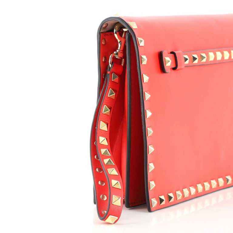 Valentino Rockstud Flap Clutch Leather For Sale at 1stDibs