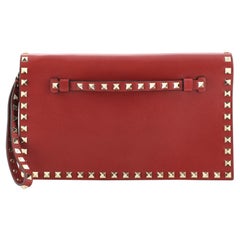 Valentino Rockstud Flap Clutch Leather