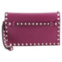 Valentino Rockstud Flap Clutch Leather