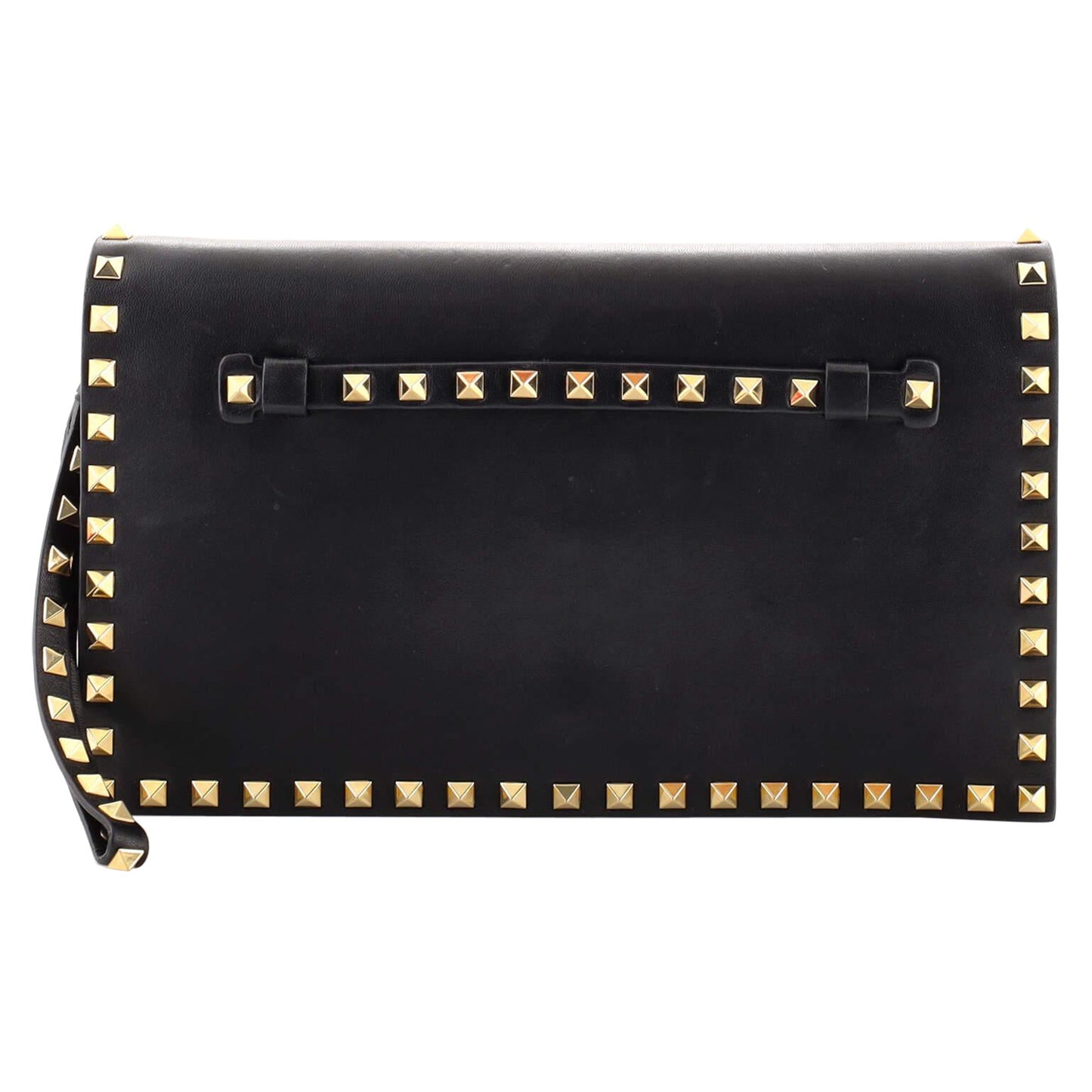 Valentino Rockstud Flap Clutch Leather