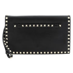  Valentino Rockstud Flap Clutch Leather