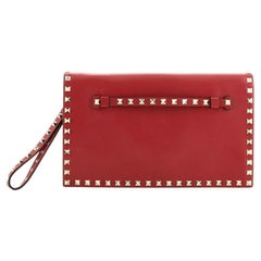 Valentino Rockstud Flap Clutch Leather