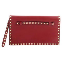 Valentino Rockstud Flap Clutch Leather
