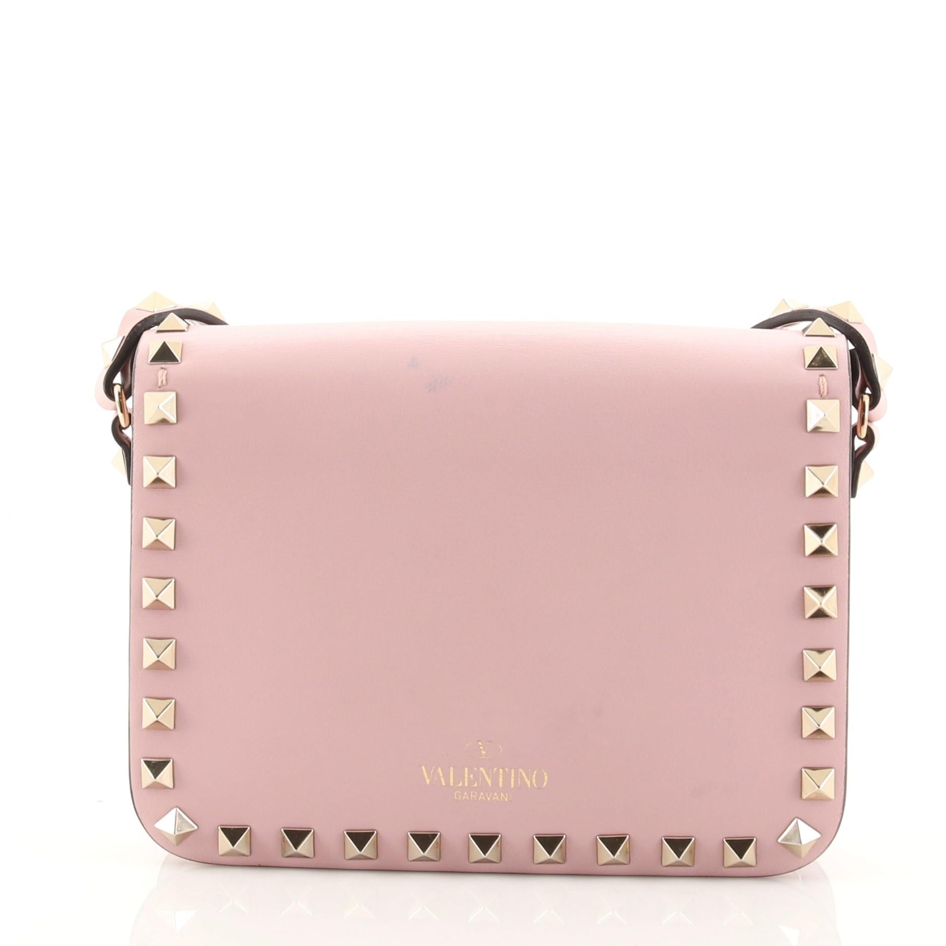 Valentino Rockstud Flap Crossbody Bag Leather Small In Fair Condition In NY, NY