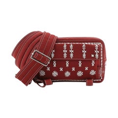 Valentino Rockstud Flap Messenger Bag Beaded Canvas Small