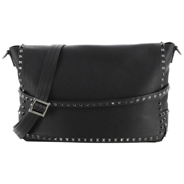 Valentino Rockstud Flap Messenger Bag Leather Large