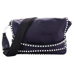Valentino Rockstud Flap Messenger Bag Nylon Large