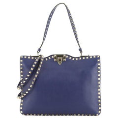 Valentino Rockstud Flip Lock Convertible Shoulder Bag Leather Medium
