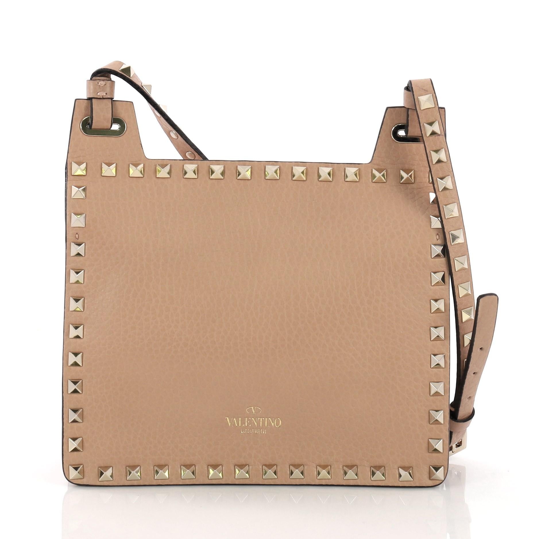 Valentino Rockstud Flip Lock Crossbody Bag Leather Small In Good Condition In NY, NY