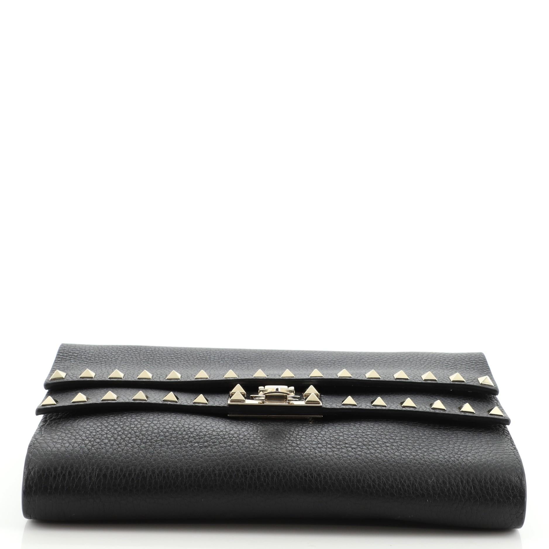 Valentino Rockstud Flip Lock Double Flap Crossbody Bag Leather Small In Good Condition In NY, NY
