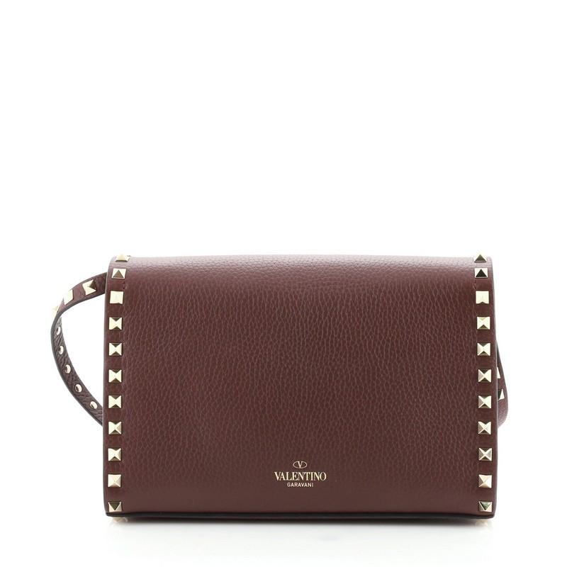 Valentino Rockstud Flip Lock Flap Bag Leather Medium In Good Condition In NY, NY