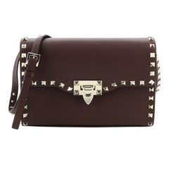 Valentino Rockstud Flip Lock Flap Bag Leather Medium