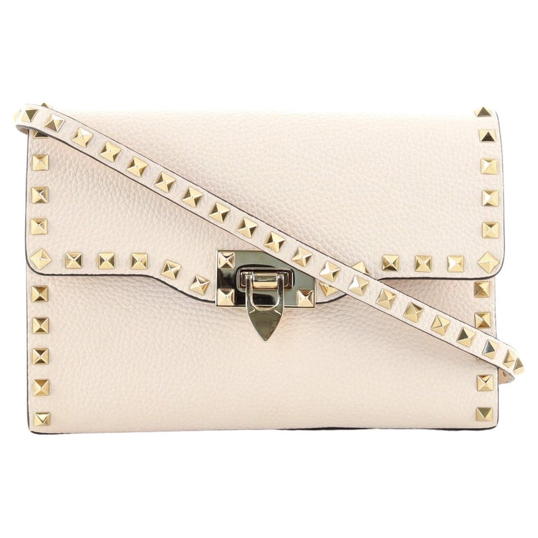 Valentino Rockstud Flip Lock Flap Bag Leather Medium For Sale at 1stDibs