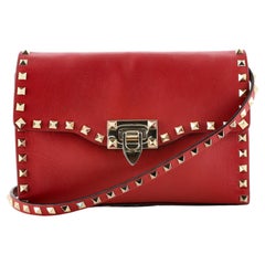 Valentino Rockstud Flip Lock Flap Bag Leather Medium