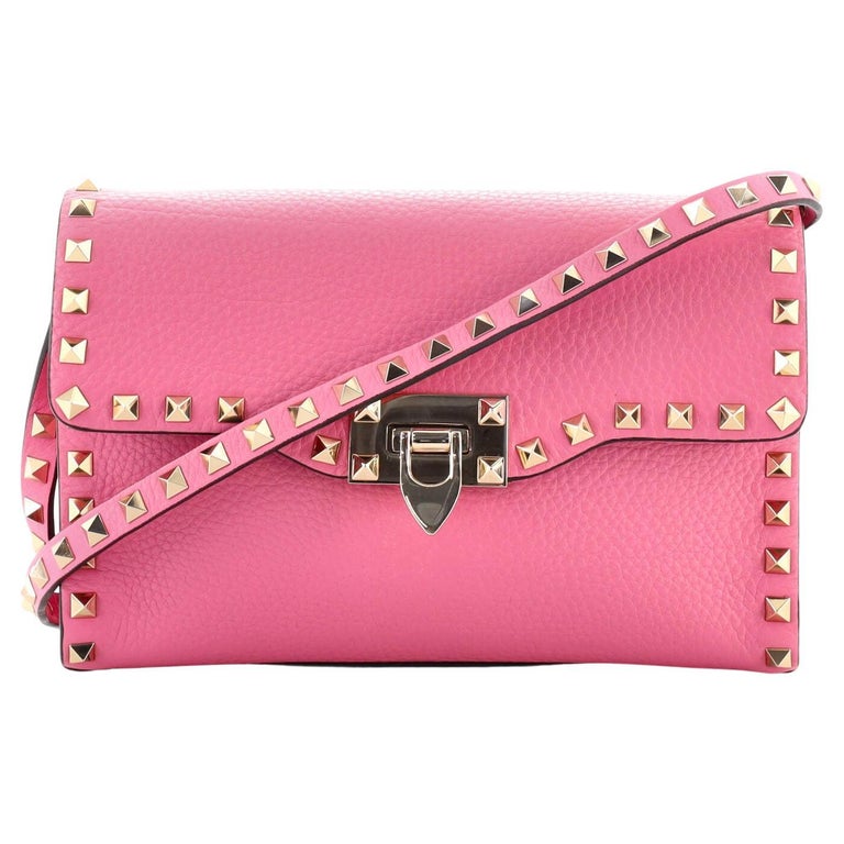 Valentino Rockstud Flip Lock Flap Bag Leather Medium For Sale at 1stDibs