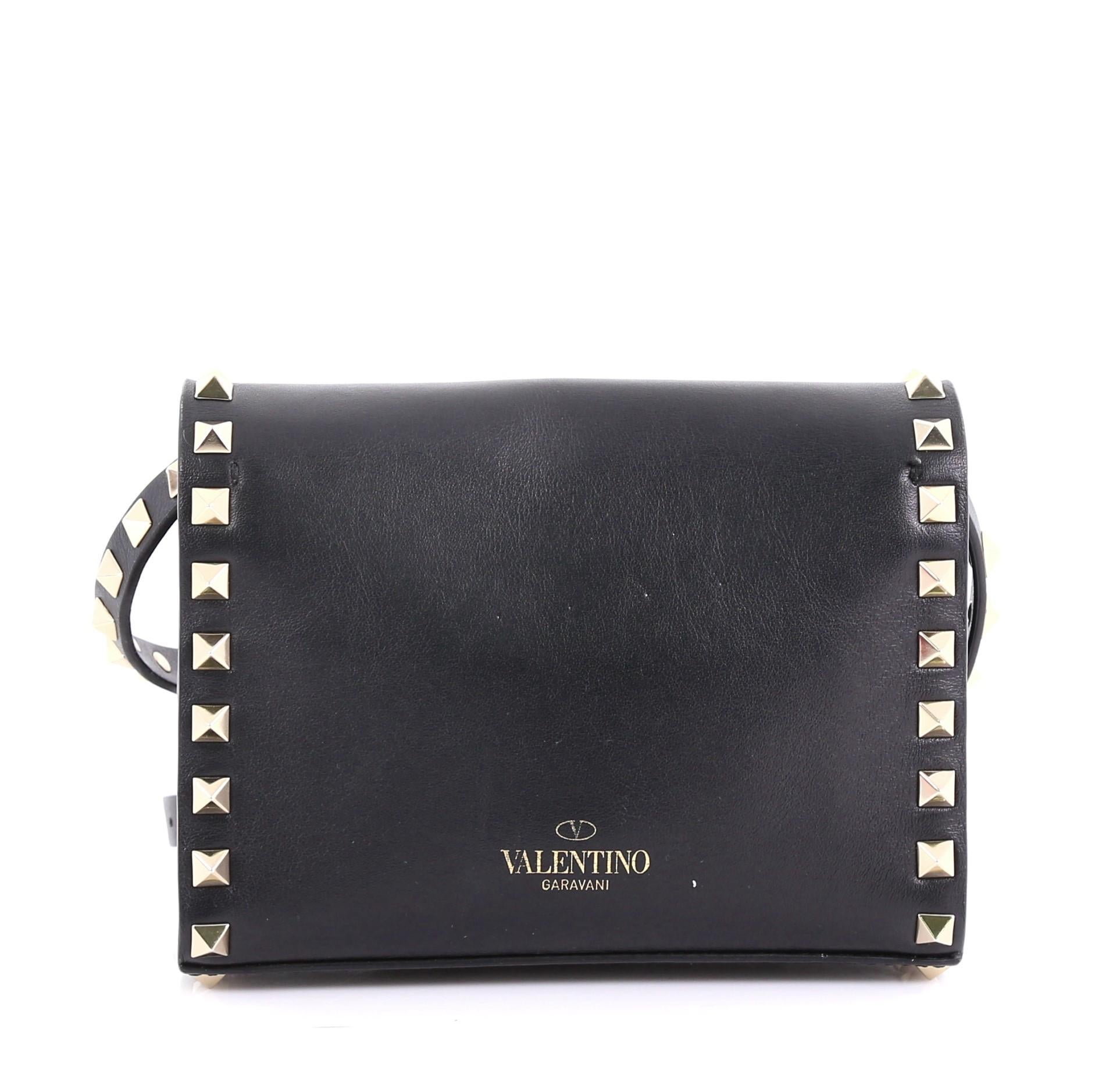 Valentino Rockstud Flip Lock Flap Bag Leather Mini In Good Condition In NY, NY