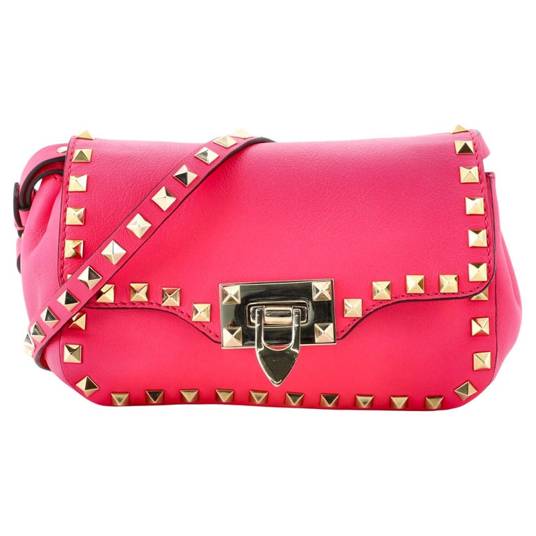 Valentino Rockstud Flip Lock Flap Bag Leather Mini For Sale at 1stDibs