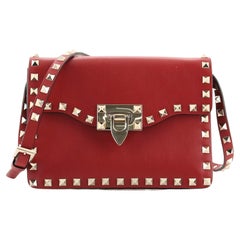 Valentino Rockstud Flip Lock Flap Bag Leather Small