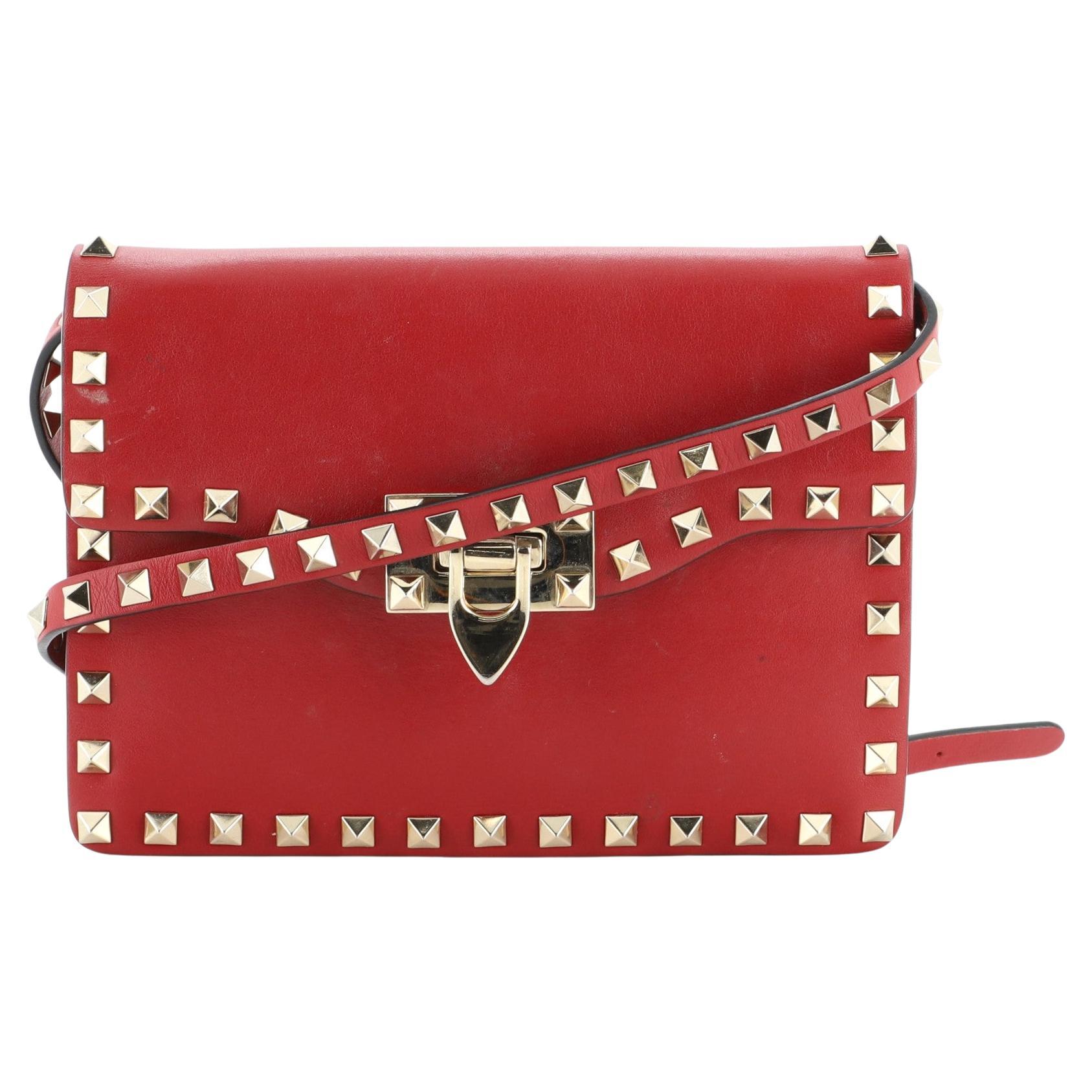 Valentino Rockstud Flip Lock Flap Bag Leather Small