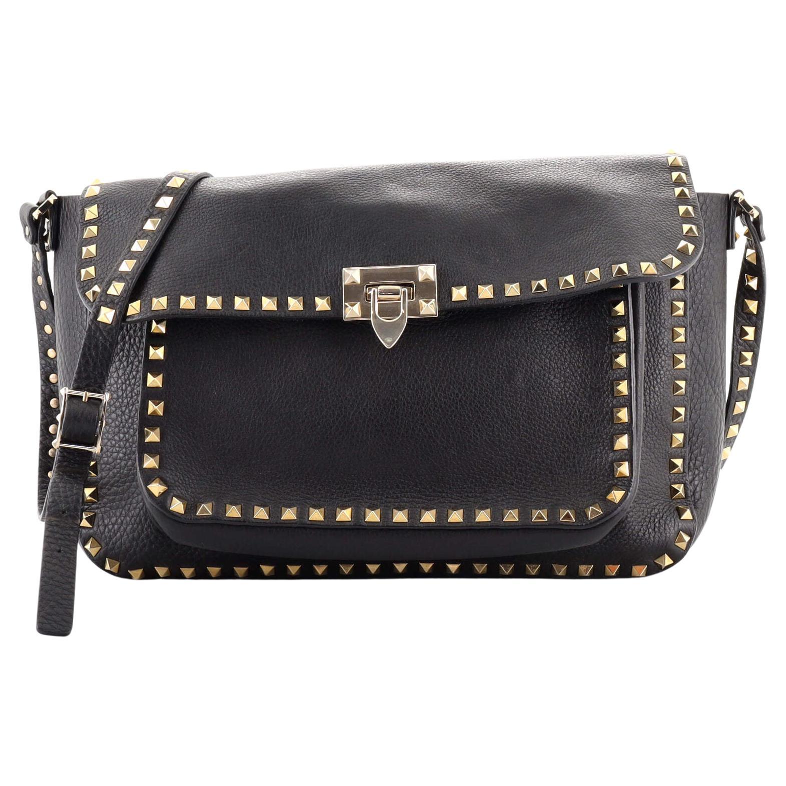 Valentino Rockstud Flip Lock Messenger Bag Leather Medium at 1stDibs