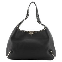 Valentino Rockstud Flip Lock Hobo Leather Large