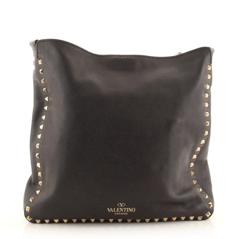 Valentino Rockstud Flip Lock Messenger Bag Leder Medium (Schwarz)