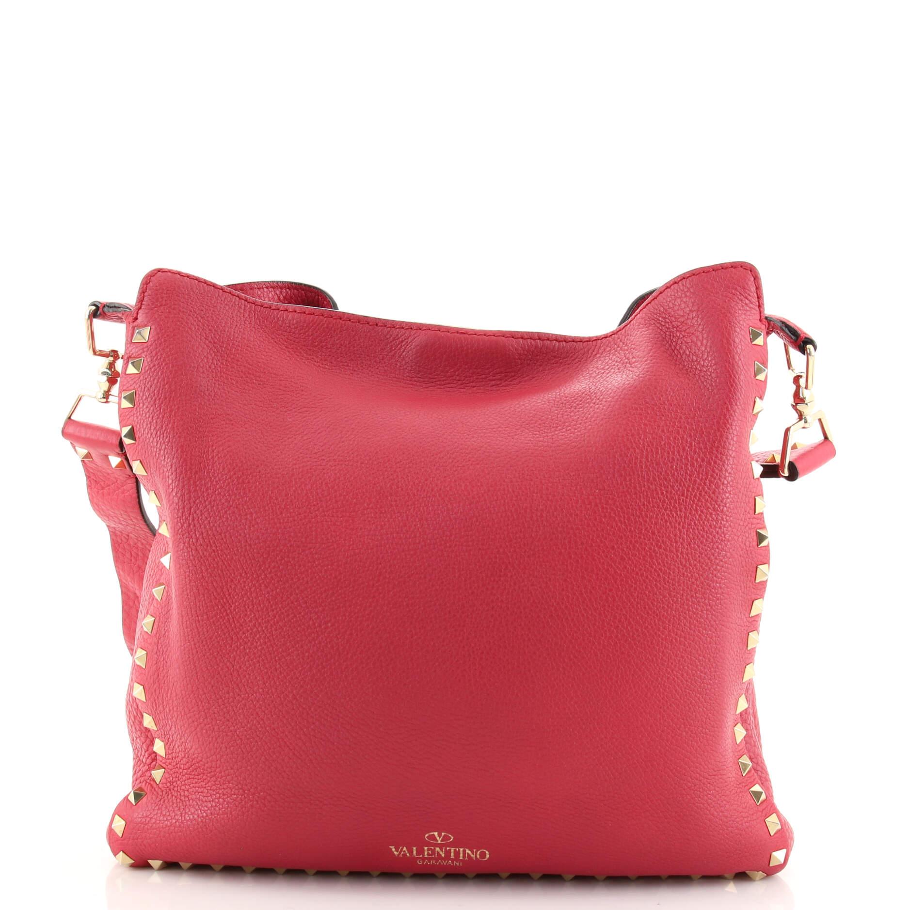 Pink Valentino Rockstud Flip Lock Messenger Bag Leather Medium