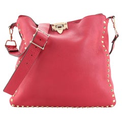 Valentino Rockstud Flip Lock Messenger Bag Leather Medium
