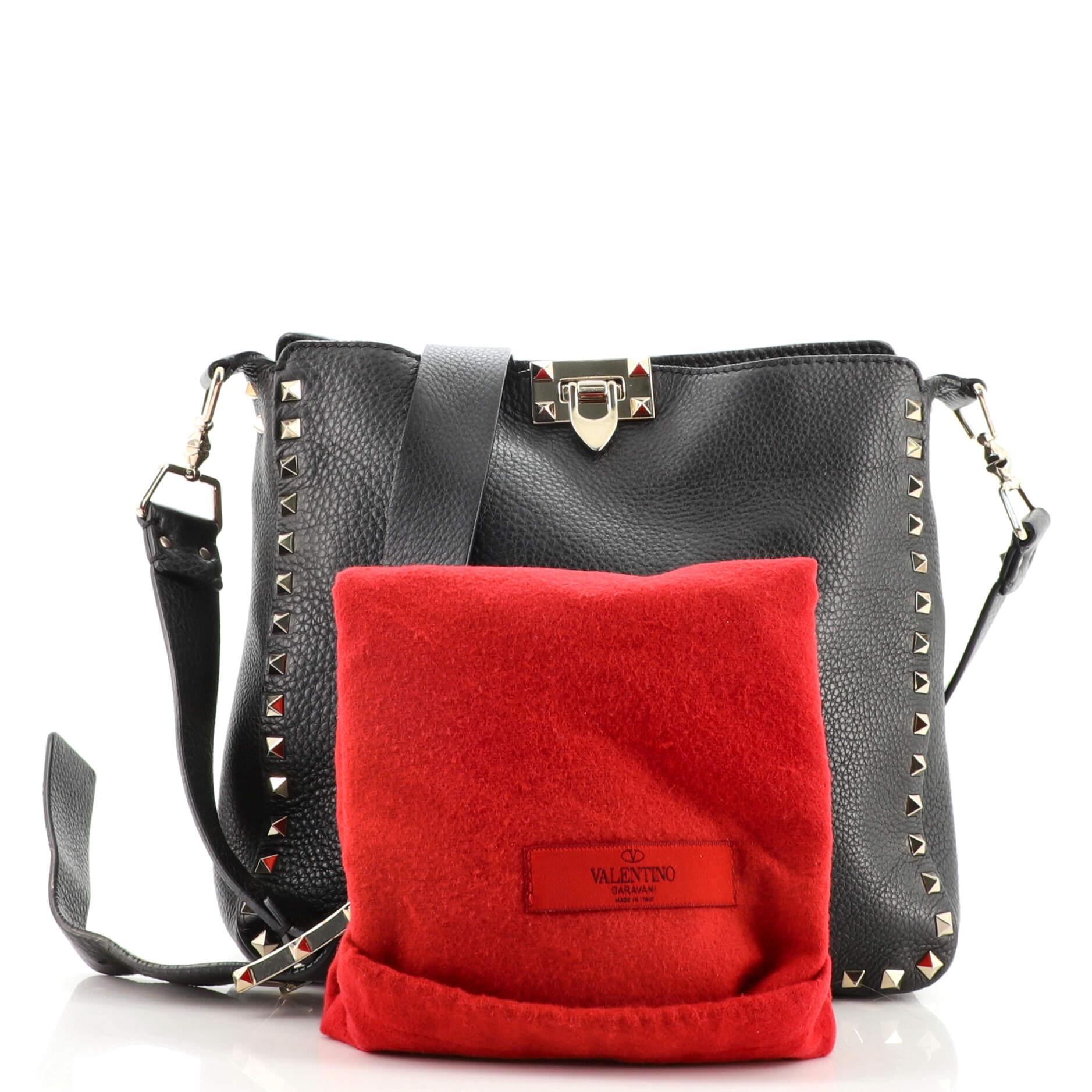 Valentino Rockstud Flip Lock Messenger Bag Leather Small at 1stDibs