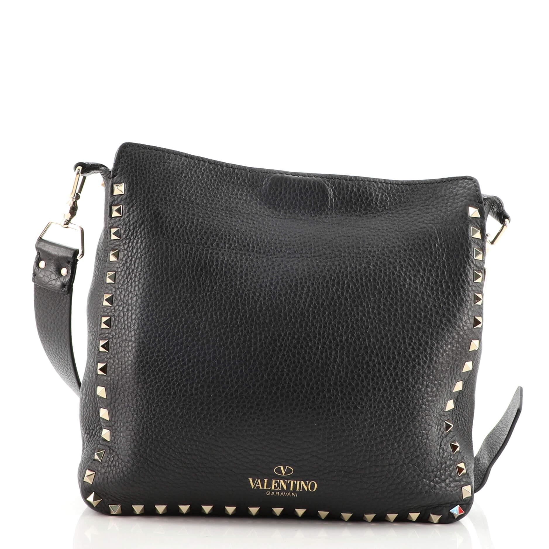 Valentino Rockstud Flip Lock Messenger Bag Leather Small at 1stDibs
