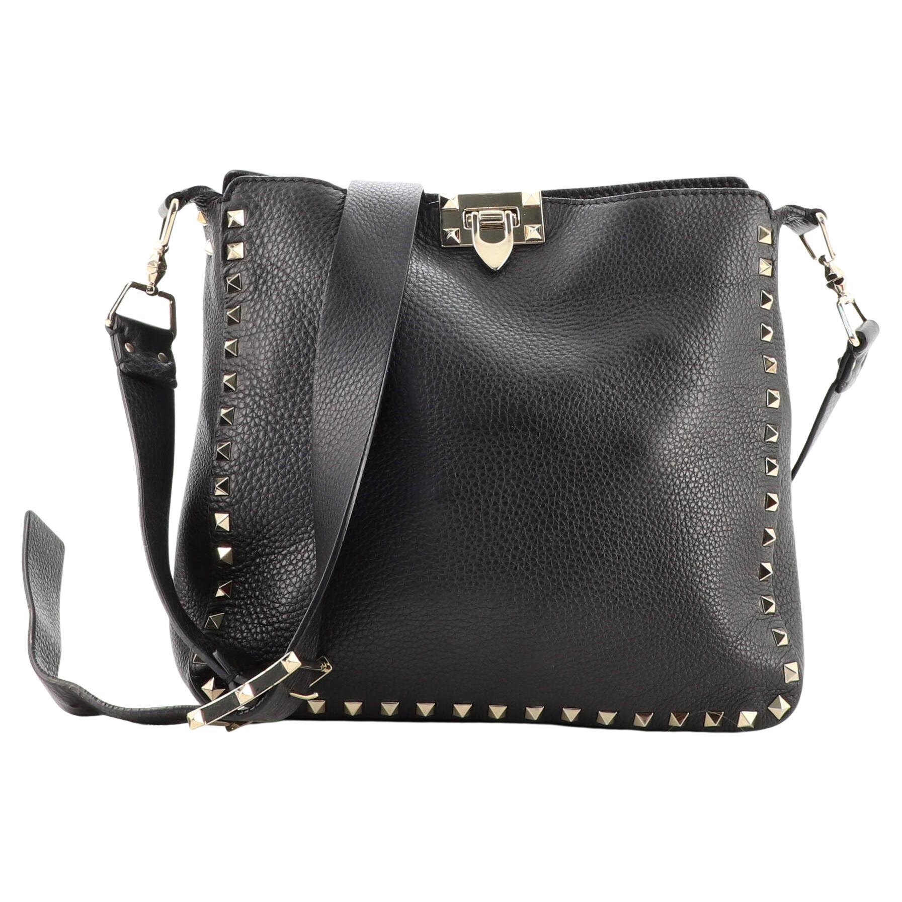 Valentino Rockstud Flip Lock Messenger Bag Leather Small at 1stDibs