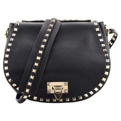 Valentino Rockstud Flip Lock Saddle Bag Leather Small