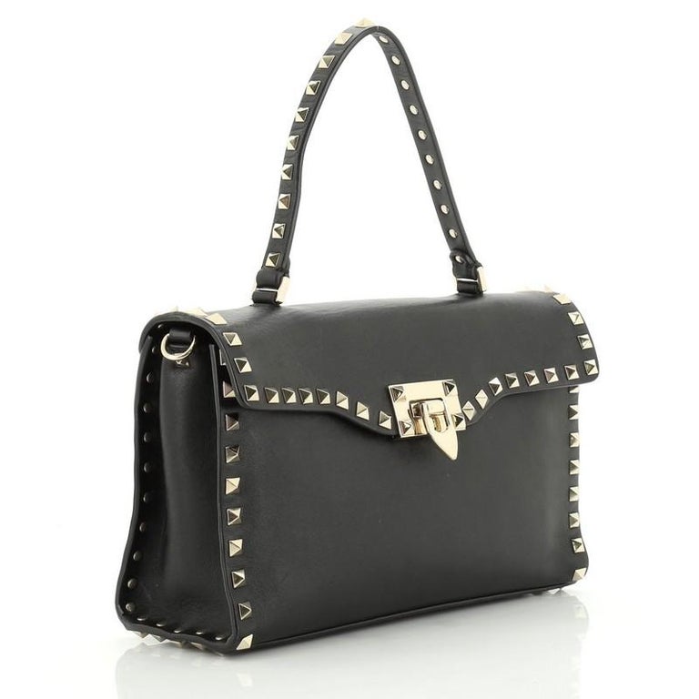 Valentino Rockstud Flip Lock Top Handle Bag Leather Small at 1stDibs