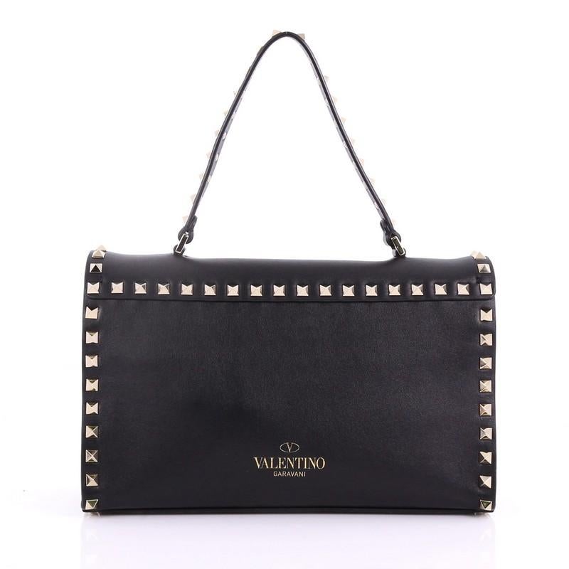 Valentino Rockstud Flip Lock Top Handle Bag Leather Small In Good Condition In NY, NY