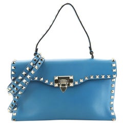 Valentino Rockstud Flip Lock Top Handle Bag Leather Small