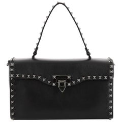Valentino Rockstud Flip Lock Top Handle Bag Leather Small