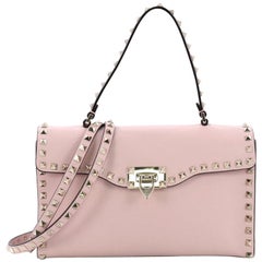 Valentino Rockstud Flip Lock Top Handle Bag Leather Small