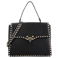 Valentino Rockstud Flip Lock Top Handle Bag Leather Small