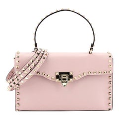 Valentino Rockstud Flip Lock Top Handle Bag Leather Small