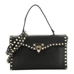 Valentino Rockstud Flip Lock Top Handle Bag Leather Small