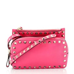 Valentino Rockstud Front Pocket Zip Shoulder Bag Leather Mini