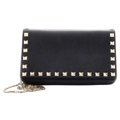 Valentino Rockstud Full Flap Chain Crossbody Bag Leather Small