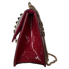 Valentino Rockstud Glam Lock Flap Bag in Red Patent Leather