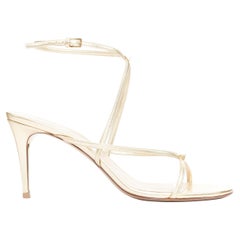 VALENTINO Rockstud gold leather studded simple strappy sandals EU39