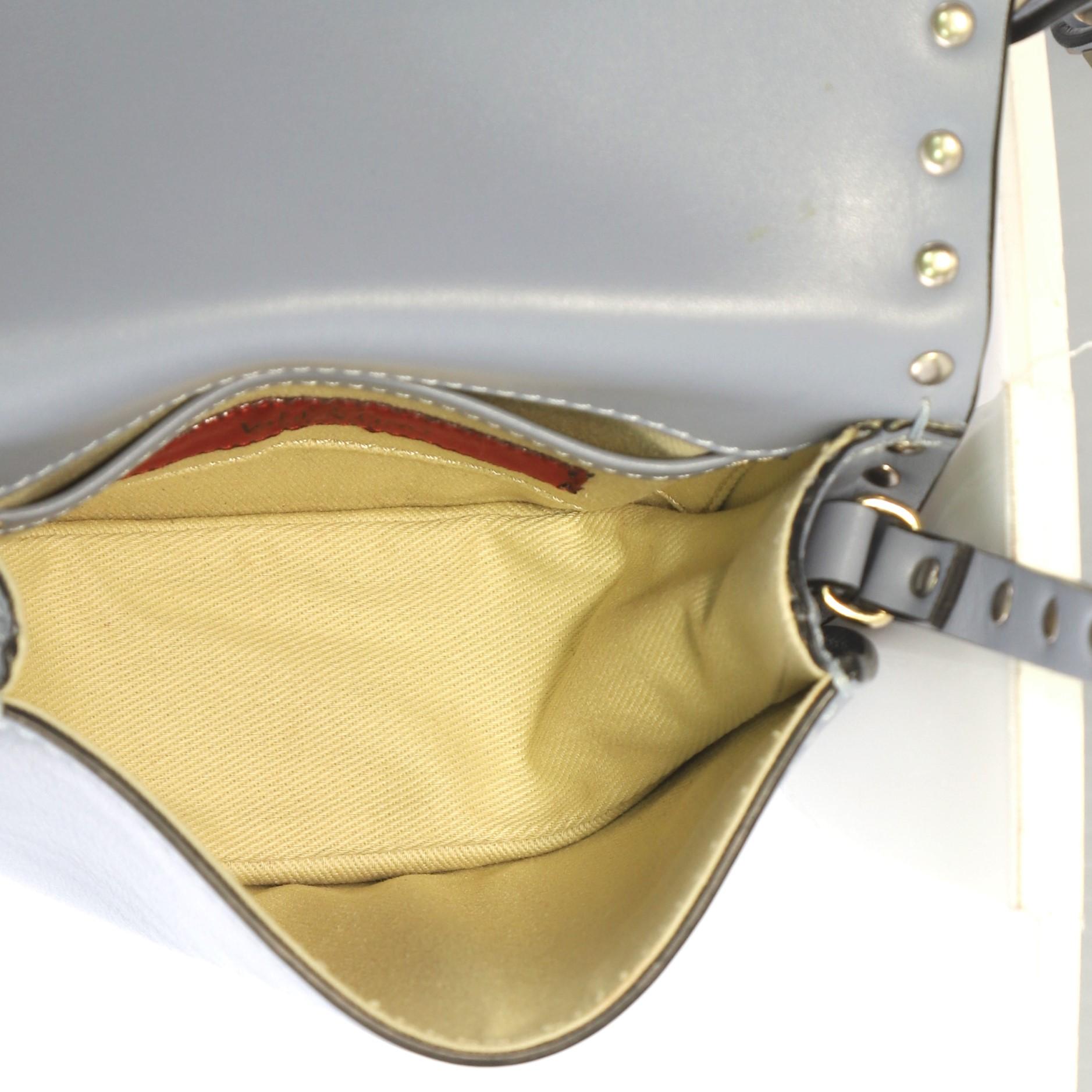 Gray Valentino Rockstud Half Moon Crossbody Bag Leather Mini
